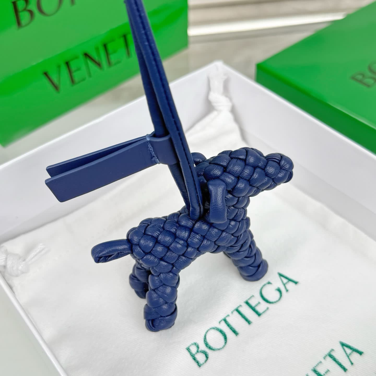 Bottega Veneta Blue Leather Keychain